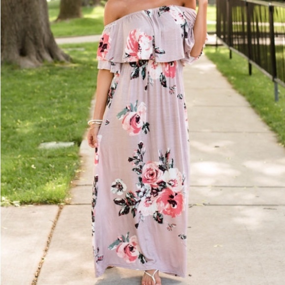 1 LEFT • Floral Off Shoulder Maxi Dress - Picture 6 of 6